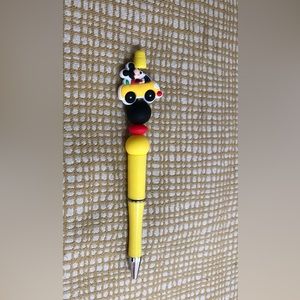 Disney Mickey Mouse beads pen pink purple . Size 6”LX 1” W